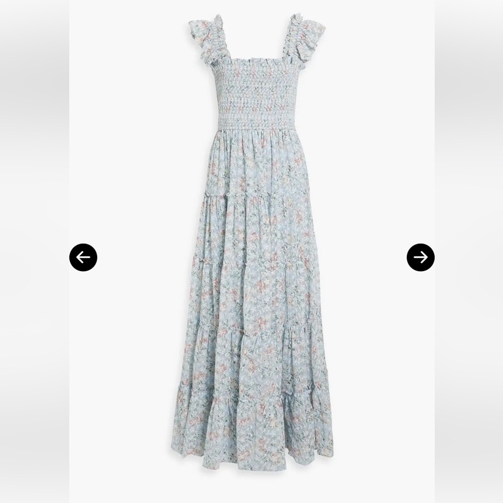 Mikael Aghal Light Blue Floral Maxi Dress